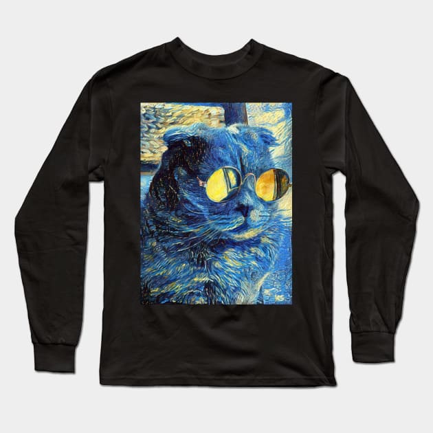 Starry Cat Long Sleeve T-Shirt by MiraiFM